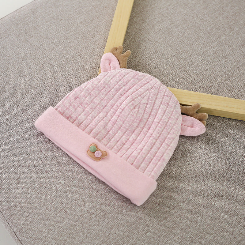 Baby hat with deer antlers - Baby hat with antlers - Newborn baby hat