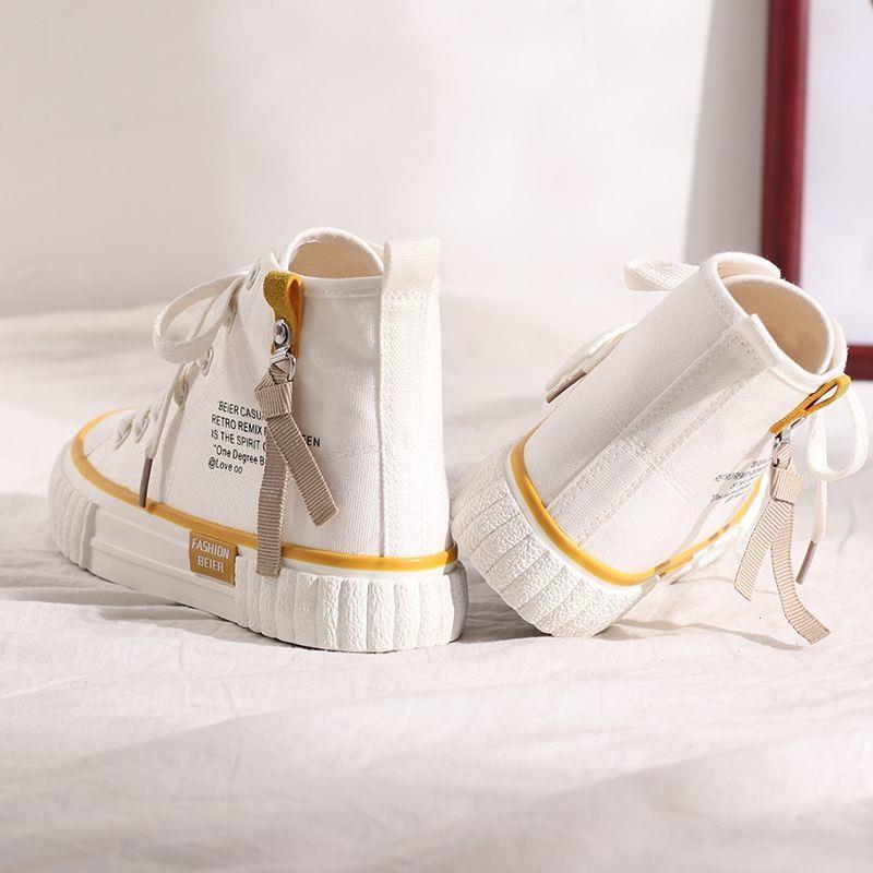 Fashion Women's Solid Color High-top Canvas Shoes