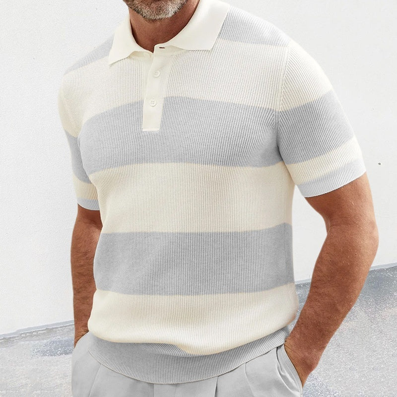 Men’s Short Sleeve Knitted Polo Sweater, Men’s Striped Knitted Polo Sweater, Men’s Lightweight Acrylic Polo Sweater, Men’s Summer Knitted Polo Sweater, Men’s Acrylic Knit Polo Sweater kocsend.com