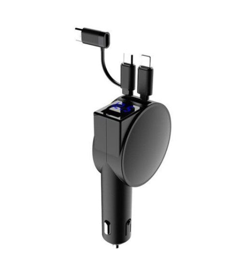 Retractable 60w Fast Charging Car Charger with Two Wires, Car charger