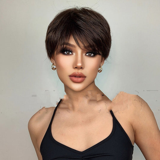 Reversed  Style With Six Colors And Short Straight Hair Wig