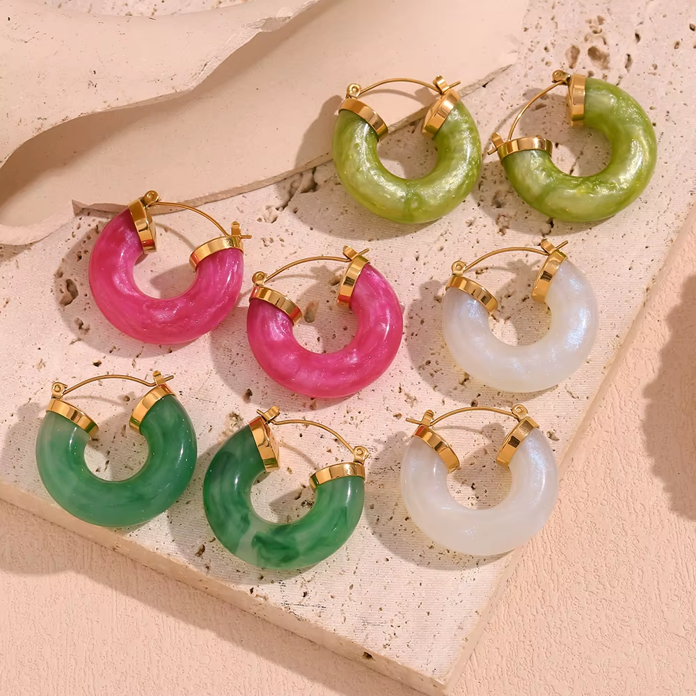 Acrylic Tube C- Shaped Earrings