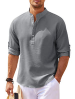 Men’s Beach Henley Shirt, Men’s Summer Casual Shirt