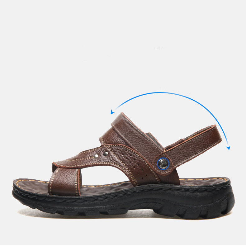 Men Sandals Summer Beach Shoes Adjustable Back Strap Design Slippers Slides kocsend.com
