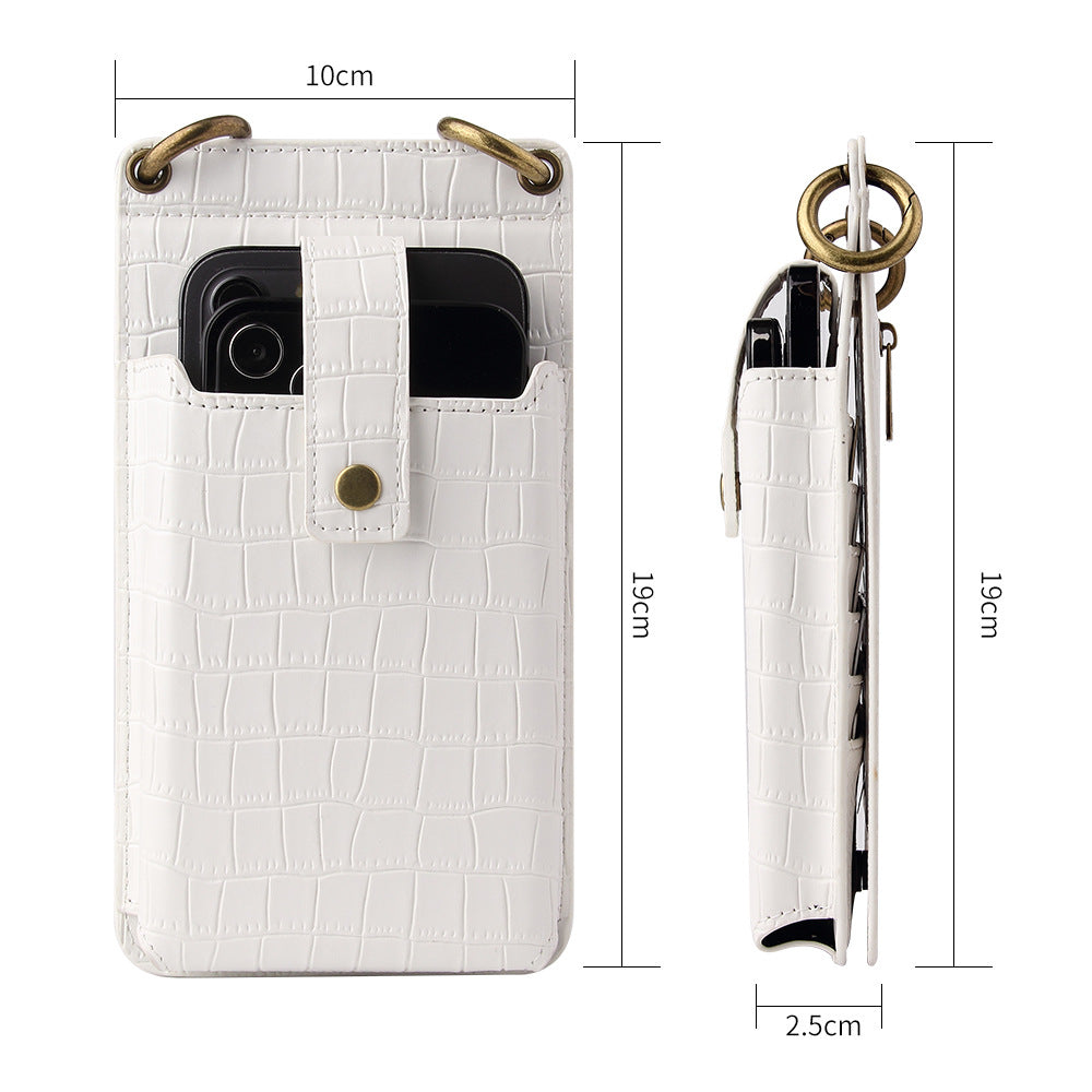 Multi-function Crossbody Bag For Mobile Phone Crocodile Pattern Wallet Card Holder