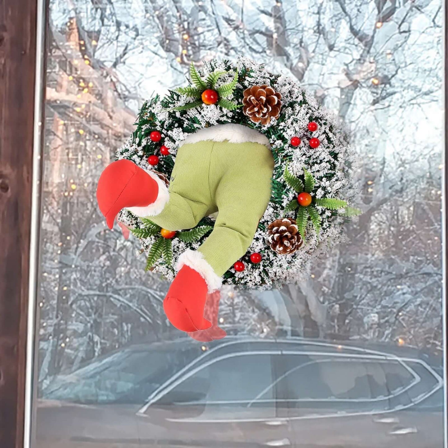 Cotton Linen Christmas Thief Burlap Stealer Design Pendant Hanging Ornament Home Front Door Wreath Hoop Xmas Decoration