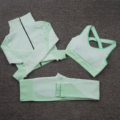 Three-Piece Stretch Sports Pants - Three-Piece Sports Yoga set