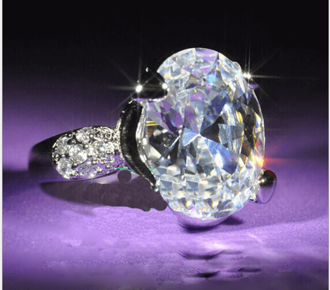 925 Silver Natural Gemstone White Sapphire Birthstone Bridal Wedding Ring