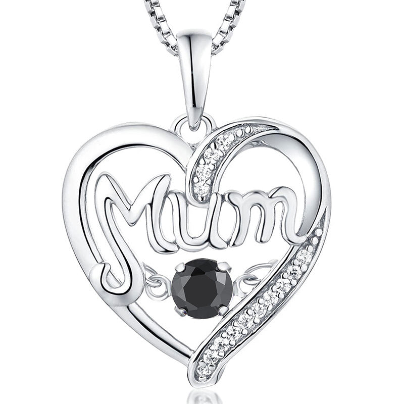 S925 Silver Sequin Heart Necklace & Mother’s Day Gift with Birthstone