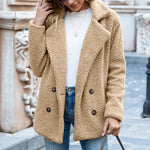 Loose Lapel Fluffy Coat Winter Button Jacket Cardigan Outwear For Women Clothing kocsend.com