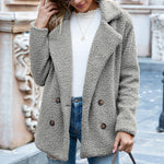 Loose Lapel Fluffy Coat Winter Button Jacket Cardigan Outwear For Women Clothing kocsend.com