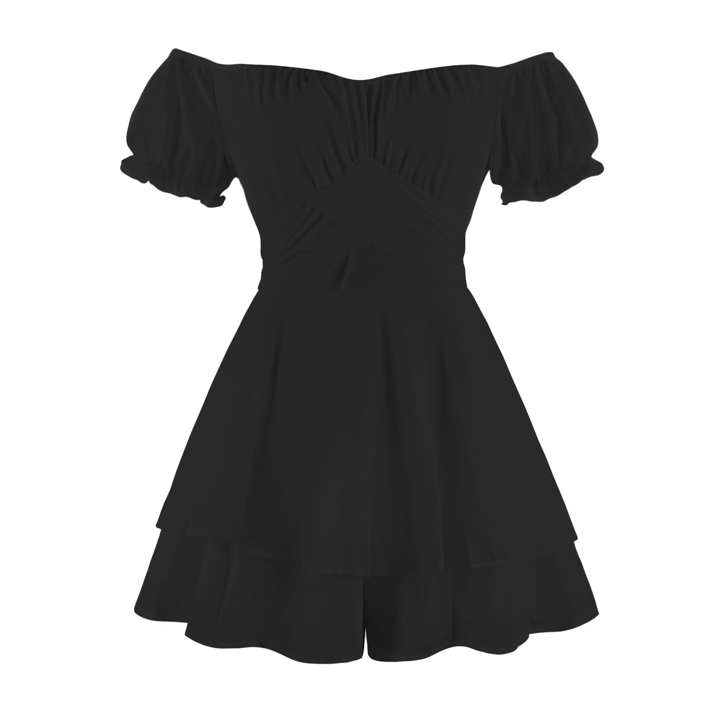 Women's Solid Color Ruffle Dress