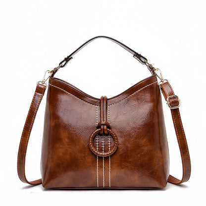 Women Leather Shoulder Bag - Wax Leather Bag - One Shoulder Cross Bag