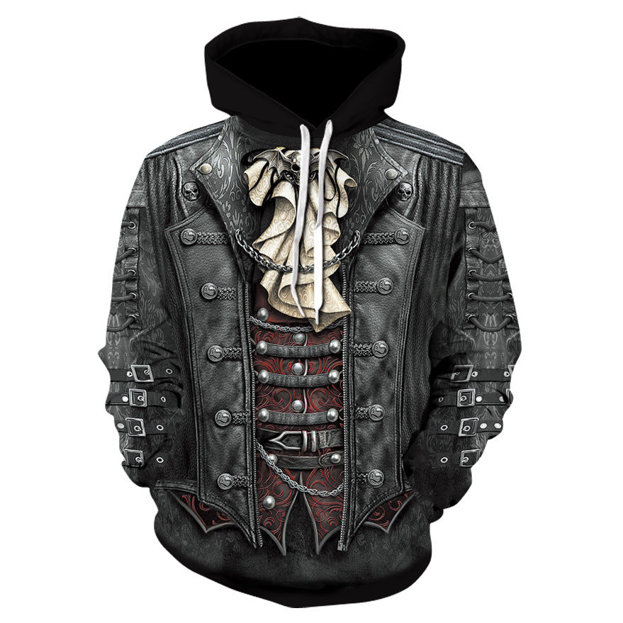 3D Digital Print Skull Jacket With Hood