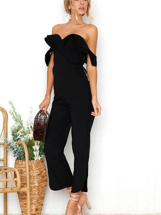 Women's Solid Jumpsuit With Open Shoulders