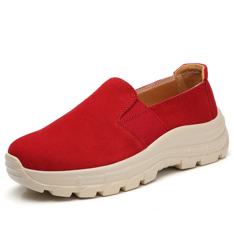 Women's Sports Casual Shoes Women's Suede Shoes Thick Soled Shoes