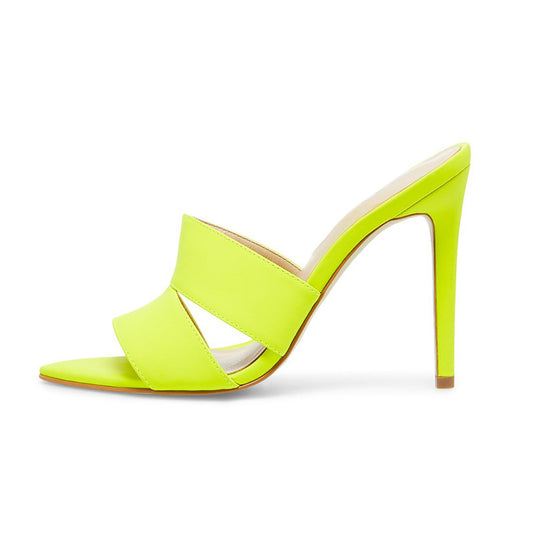 Large Size Fluorescent Color Fashion Stiletto Pointed Muller Sandals