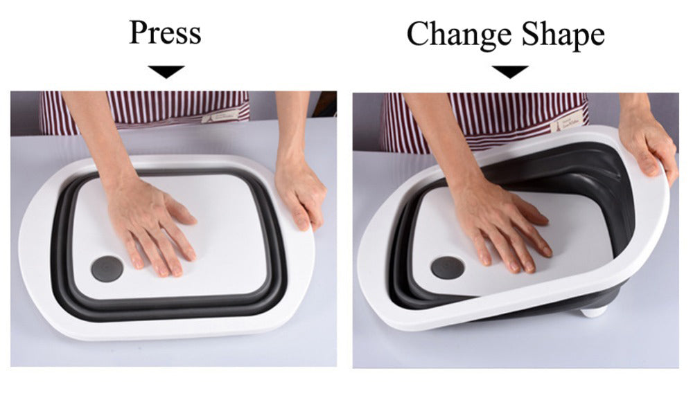 Folding Cutting Board Plastic Portable Folding Drain Basket Vegetable Washing Basin Foldable Cutting Board Sink
