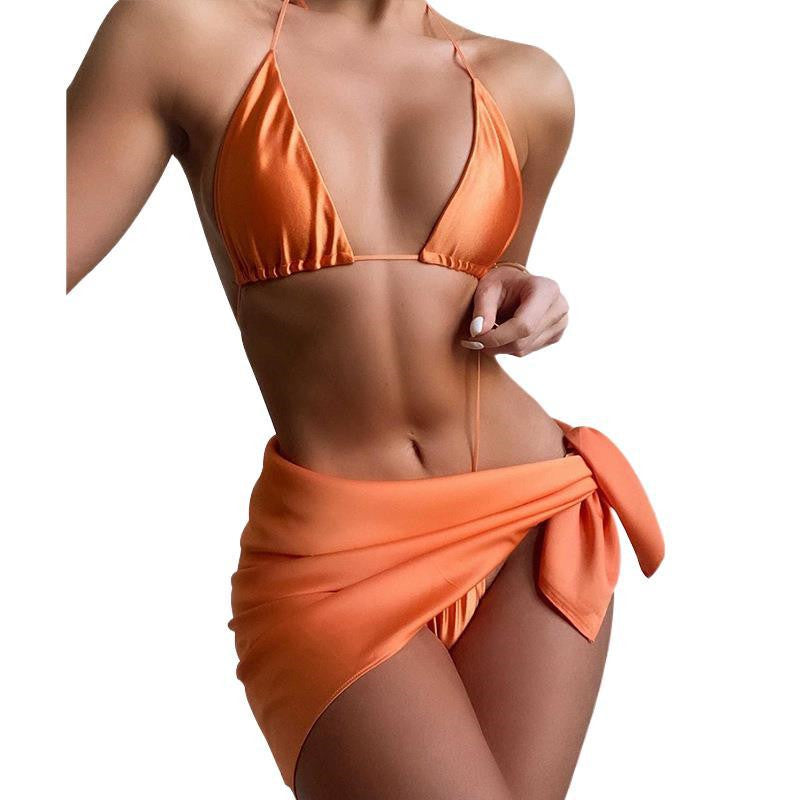 Ladies Split Solid Color Sexy Swimsuit Bikini