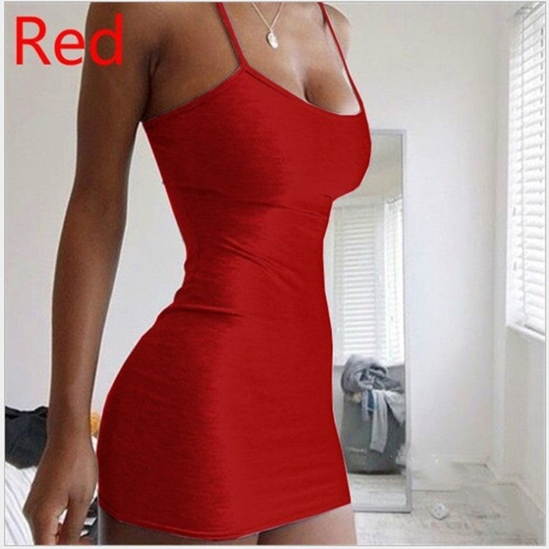 pure color simple halter neck tight hip skirt