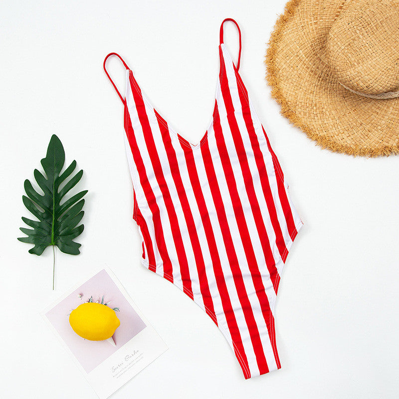 Sexy Ladies One-piece Striped Bikini Swimsuit