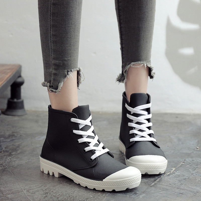 Women's Waterproof Non-Slip Lace-Up Rain Boots