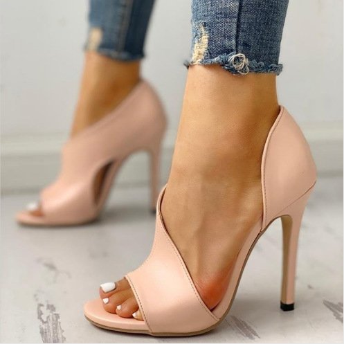 Fish Mouth Sandals Stiletto High Heels Hollow Women'S Shoes