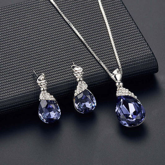 Alloy Plated Necklace Earring Set Rhinestone Wedding Jewelry and Jewelry Set