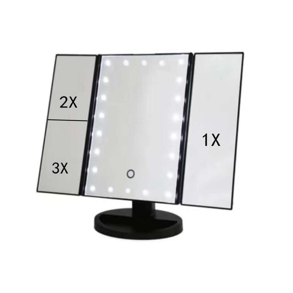 Cosmetic makeup mirror with 24 LED magnifying lights