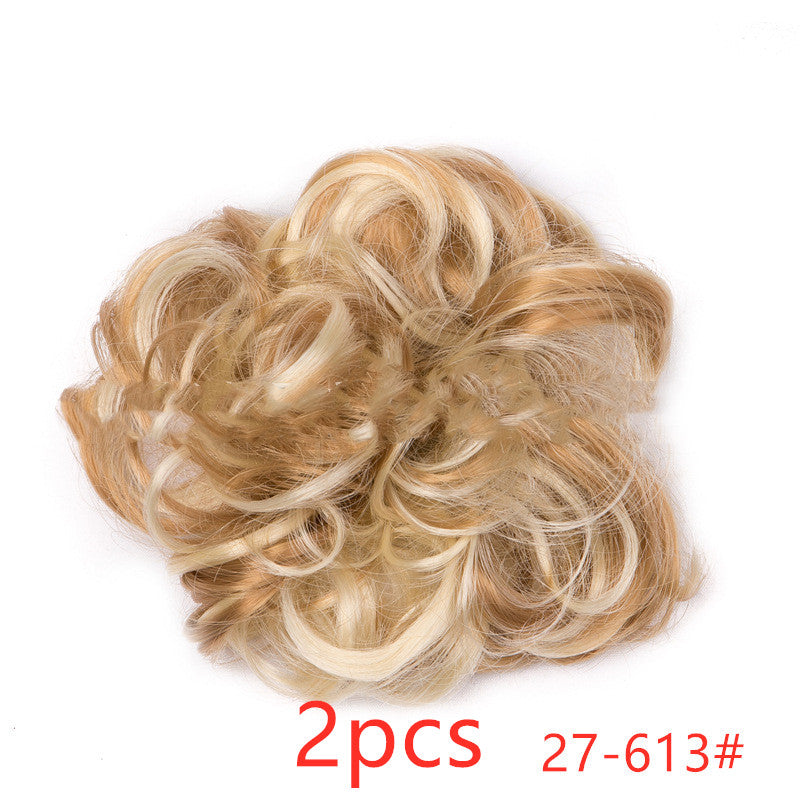 Europe, Japan, and South Korea popular hair bun fluffy natural drawstring curly hair ball head hair ring hair set female hair accessories chemical fiber hair