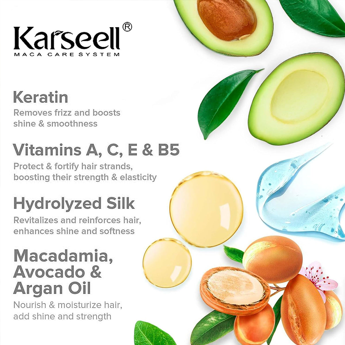 Karseell Moisturize Maca Hair Collagen Conditioner Hair Care Repair Restore Haircare Shampoo Moisturizing