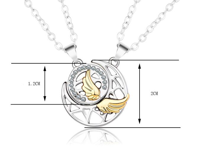 Sun and Moon Wing Magnet Necklace & Valentine's Day Necklace