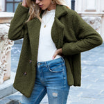 Loose Lapel Fluffy Coat Winter Button Jacket Cardigan Outwear For Women Clothing kocsend.com