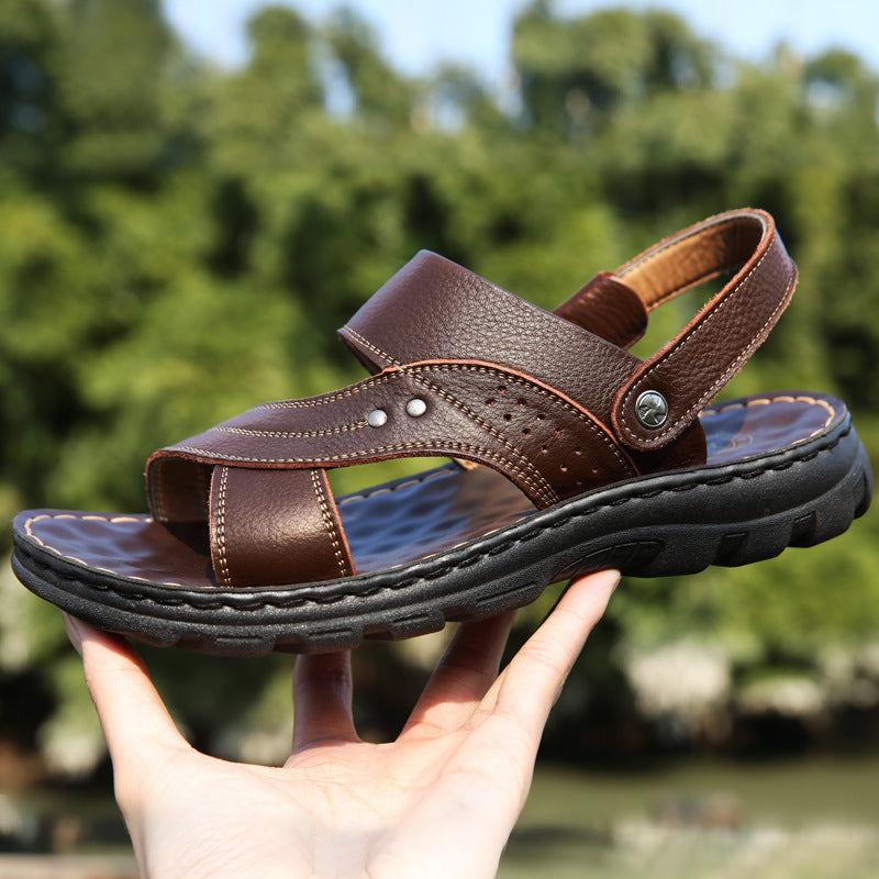 Men Sandals Summer Beach Shoes Adjustable Back Strap Design Slippers Slides kocsend.com