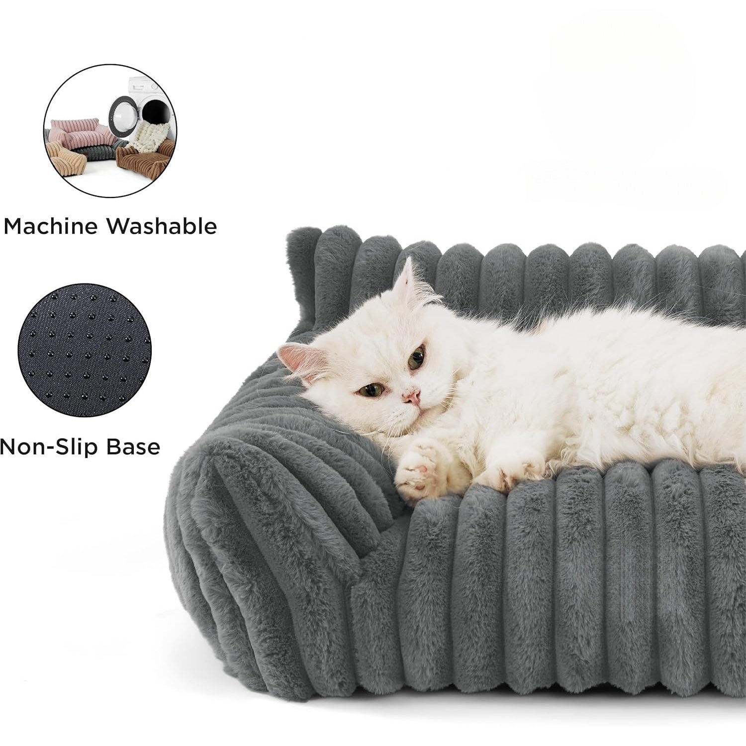 Plush Dog Bed & Cat Bed – Cozy Raised Sofa Pet Bed with Washable Cover & Non-Slip Bottom