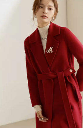 High-end Waisted Woolen Coat Slim-fit Wool Coat