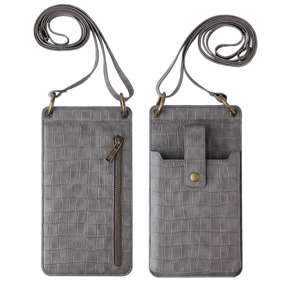 Multi-function Crossbody Bag For Mobile Phone Crocodile Pattern Wallet Card Holder