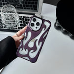 Chrome Flame Shockproof iPhone Case, Metallic Fire Design iPhone Case, Glossy Chrome Flame Case, Reflective Flame Drop-Resistant iPhone Case, 3D Chrome Flame iPhone Case kocsend.com