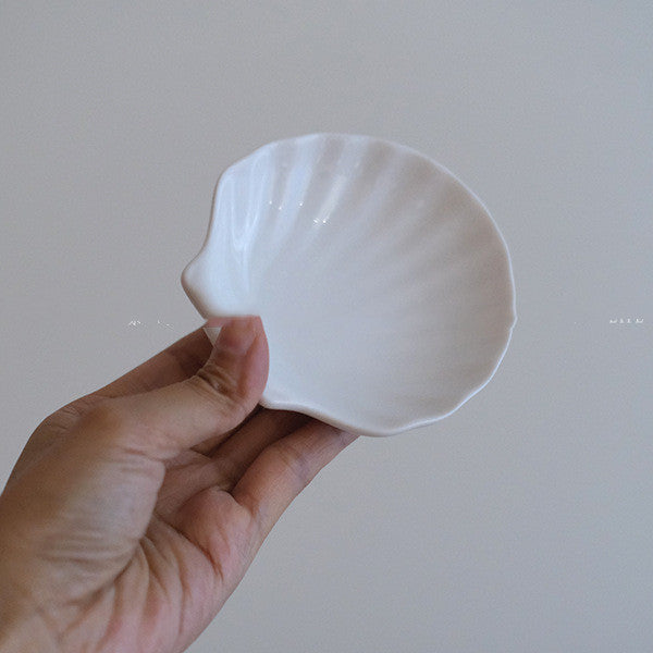 Vintage White Ceramic Shell Dial Sauce Jewelry Storage Tray Tray