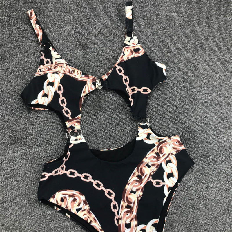 Sexy hollow stitching one-piece bikini