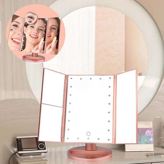 Cosmetic makeup mirror with 24 LED magnifying lights