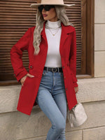 Elegant Single-breasted Woolen Coat Buttons Lapel Mid-length Jacket Temperament Commuter Outwear Clothing For Women kocsend.com
