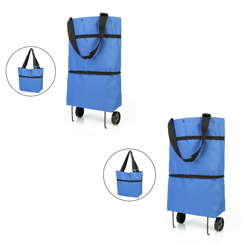 wheeled and foldable shopping trolley