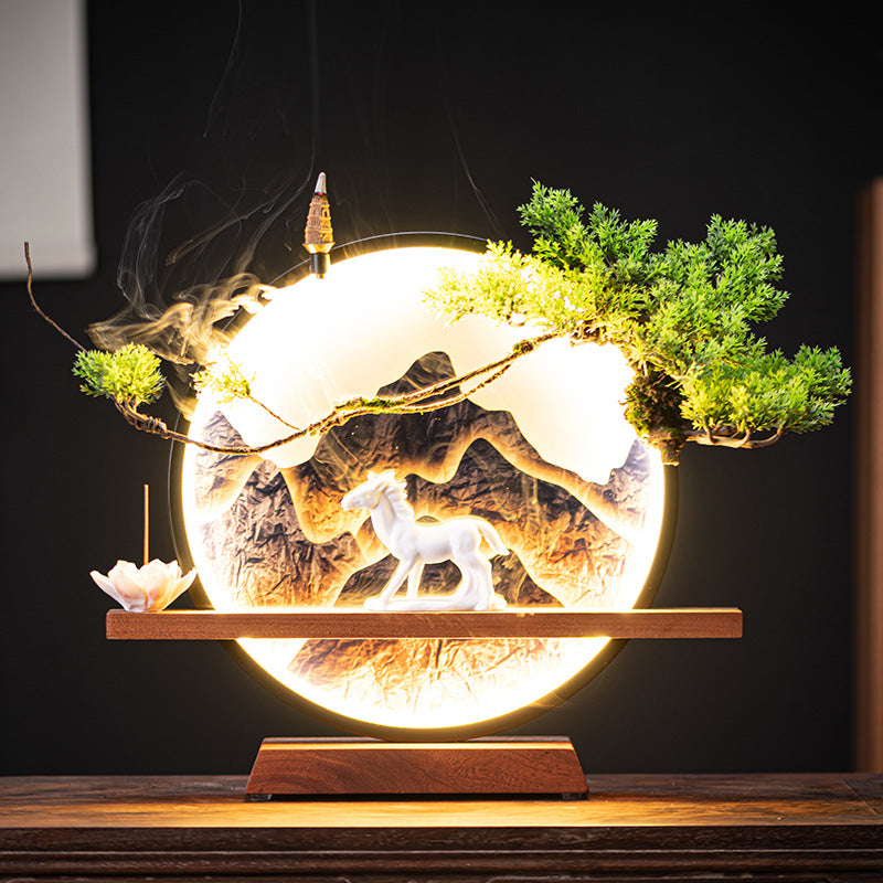 Lamp Circle Backflow Incense Ceramic Horse Ornament
