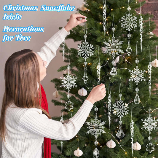 Christmas Tree Hanging Pendant Acrylic Ice Ribbon Snow Ceiling Christmas Decorations