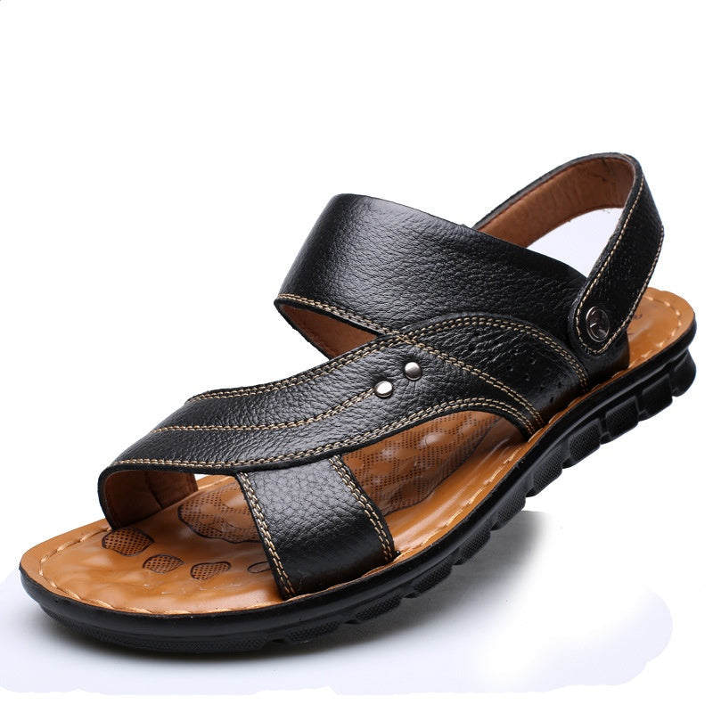 Men Sandals Summer Beach Shoes Adjustable Back Strap Design Slippers Slides kocsend.com