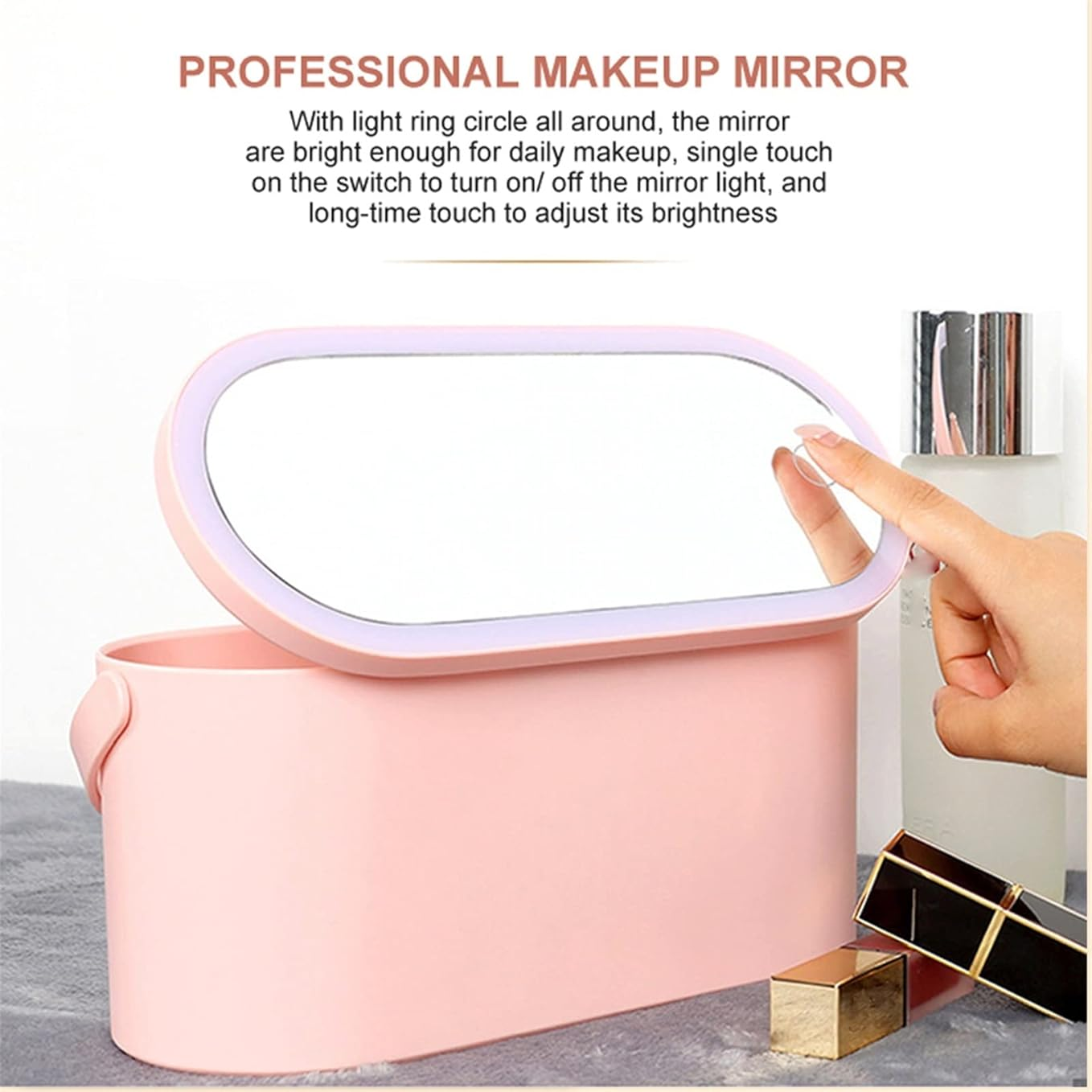 Portable Makeup Case - LED Lighted Mirror Travel Organizer Box