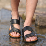 Men Sandals Summer Beach Shoes Adjustable Back Strap Design Slippers Slides kocsend.com