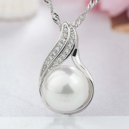 925 Silver Swan Pearl Diamond Pendant