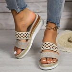 Plus Size Rope Bottom Platform Peep Toe Sandals For Women kocsend.com